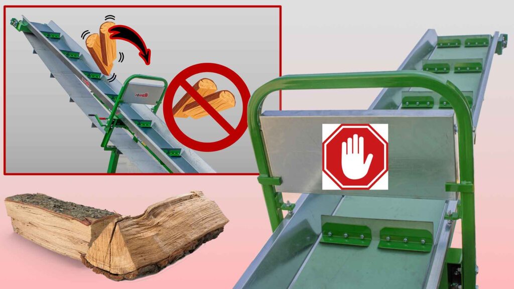 Fallschutzsystem aus Holzstämmen für Förderbänder
