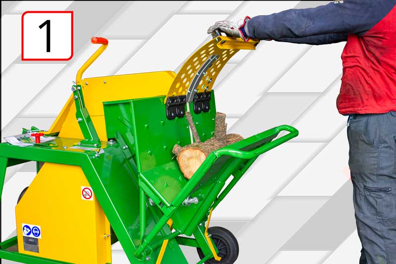 Insert the wooden log into the saw compartment