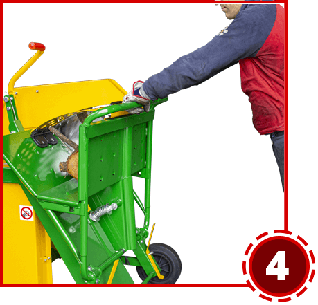 Circular saw cut wood with blade