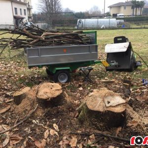 Brennholztransport mit Rasenmäher