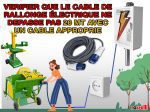 Longueur de câble électrique adaptée pour scie circulaire et fendeuse de bûches