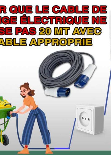 Longueur de câble électrique adaptée pour scie circulaire et fendeuse de bûches