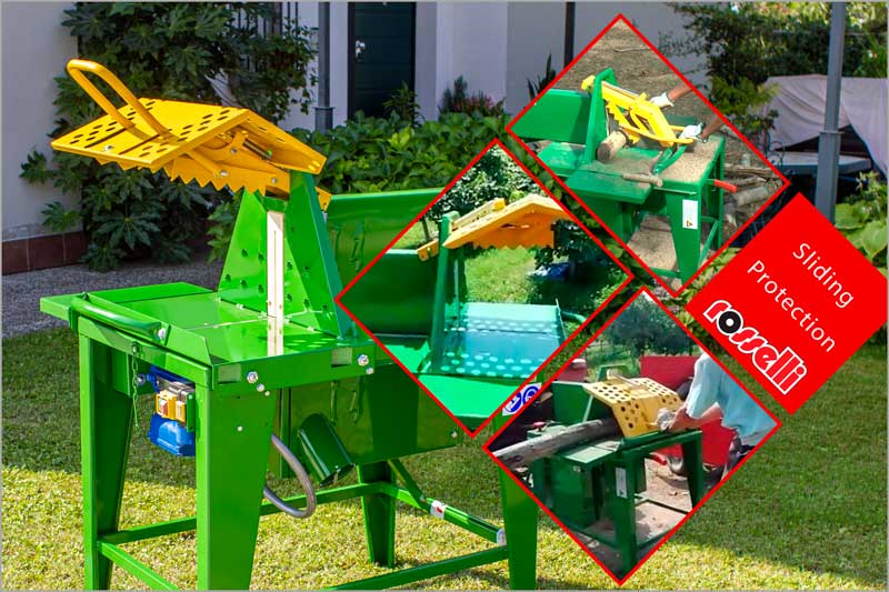 Saw benches with sliding protection for firewood