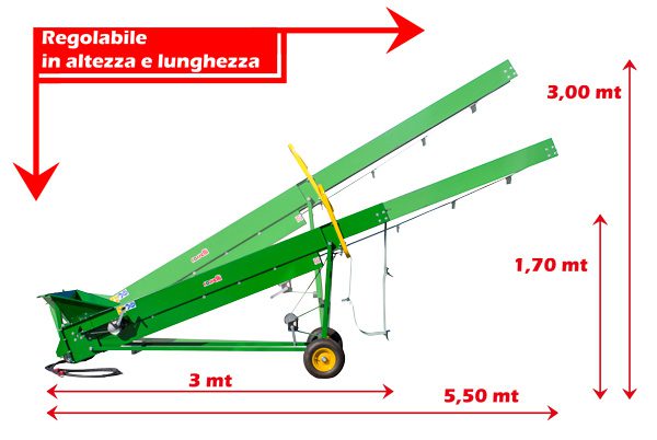 Cinta transportadora de longitud ajustable